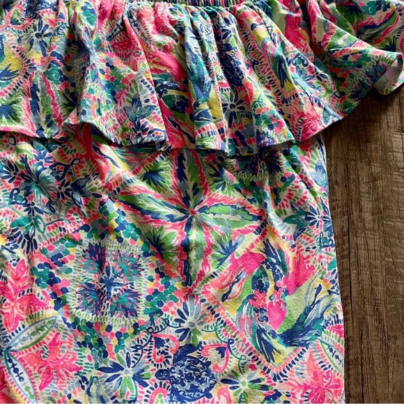 Lilly Pulitzer Pink and Blue Ruffled Short Sleeve Blouse Sz small - Picture 4 of 7